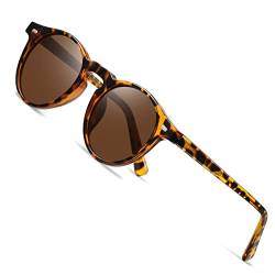 AKRAY Runde Polarisierte Sonnenbrille Damen 100% UV400 Schutz Retro Vintage Sonnenbrillen 0702 (Tortoise,Braun) von AKRAY