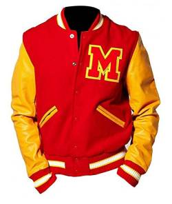 Aksah Fashion s Herren Michael Jackson MJ Rot Gelb Thriller Jacke Baseball Varsity Jacket, rot, XL von AKSAH FASHION