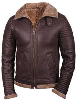 Aksah Fashion s Herren Royal Air Force RAF Aviator Pilot B3 Bomber Flight Braun Lederjacke, braun, XL von AKSAH FASHION