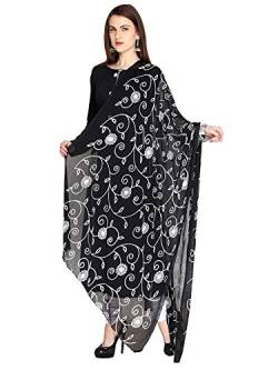 AKSHAR LLC Damen-Chiffon-Stickerei, Arbeits-Dupatta für Damen und Mädchen, Schwarz, Einheitsgröße von AKSHAR LLC