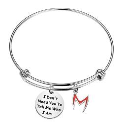 AKTAP Super Women Hexe Geschenk Inspirierende Super Hero Armbänder für Fans I Don't Need You To Tell Me Who I Am Helm Armreif, 6.0cm, Edelstahl von AKTAP