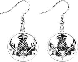Schottland-Distel-Ohrringe für Damen, Sassenach schottischer Schmuck, Fans, Geschenk, Metall von AKTAP