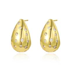 Ohrringe Tropfen Ohrringe Gold, Drop Earrings Chunky Ohrringe Gold Klein Waterdrop Ohrringe mit Zirconia Goldene Ohrringe Schmuck für Damen Mädchen von AKUSESALI