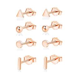 Ohrstecker Silber Set Damen Ohrringe Set Roségold Silber Ohrstecker 4 Paar Knorpel Schlaf Ohrringe Ohrstecker Set Für Damen, Mädchen und Herren von AKUSESALI