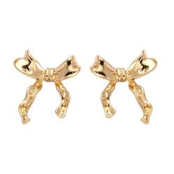Schleifen Ohrringe, Bow Earrings Schleifen Ohrringe Silber/Gold Ribbon Ohrringe Ohrstecker für Damen Mädchen (Gold) von AKUSESALI