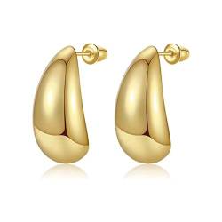 Tropfen Ohrringe Gold, Drop Earrings Chunky Ohrringe Gold Klein Waterdrop Ohrringe Goldene Ohrringe Schmuck für Damen Mädchen von AKUSESALI
