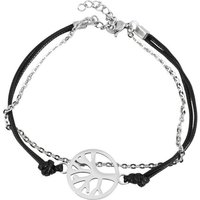 AKZENT Armband Toba Damen Armband aus Textil & Edelstahl mit Lebensbaum Schwarz (einzeln), Damen Armband von AKZENT