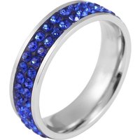 AKZENT Fingerring Anya Edelstahl Damenring silber Gr. 54 – 60, Similibesatz blau, Damen Ring von AKZENT