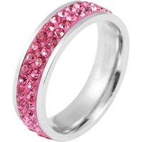 AKZENT Fingerring Berenike Edelstahl Damenring silber Gr. 54 – 58,Similibesatz pink, Damen Ring von AKZENT