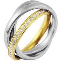 AKZENT Fingerring Dagmara Edelstahl Damenring bicolor Gr. 54 – 60, 3-teilig, Damen Ring von AKZENT