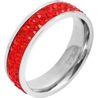 AKZENT Fingerring Femke Edelstahl Damenring silber Gr. 54 – 60, Similibesatz rot, Damen Ring von AKZENT