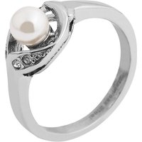 AKZENT Fingerring Loua Edelstahl Damenring silber Gr. 54 – 60, Perlenbesatz, Damen Ring von AKZENT