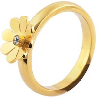 AKZENT Fingerring Sarinya Edelstahl Damenring gold Gr. 52 – 60, Ringkopf Blume, Damen Ring von AKZENT