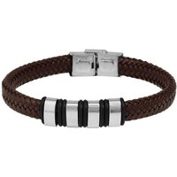 AKZENT Lederarmband Geri Armband aus Echtleder geflochten Schwarz mit Edelstahlelement (einzeln) von AKZENT