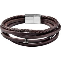 AKZENT Lederarmband Juul Unisexarmband aus Lederimitation mit Edelstahlelementen Braun (einzeln) von AKZENT