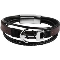 AKZENT Lederarmband Lennard Leder Armband aus Echtleder mit Anker Edelstahlelement Braun (einzeln, inkl. Schmuckbox) von AKZENT