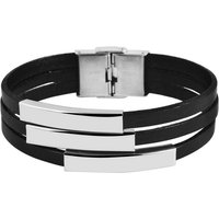 AKZENT Lederarmband Lex Armband aus Echtleder mehrreihig mit Edelstahl Gravurplatten (einzeln) von AKZENT