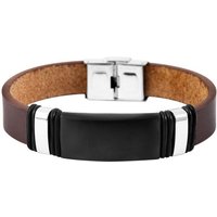 AKZENT Lederarmband Rico Herren Armband Echt Leder mit Edelstahlgravurplatte Braun (einzeln), Herren Armband von AKZENT