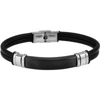 AKZENT Lederarmband Riko Armband aus Echtleder mit Edelstahl Gravurplatte Schwarz (einzeln) von AKZENT