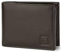 AL-Borse Leder Geldbörse aus echtem Leder mit RFID Schutz - Herren Portmonee mit Münzfach - Brieftasche Querformat - 12 Kartenfächer - Geldbeutel Braun von AL-Borse