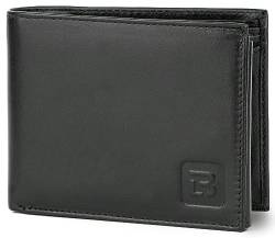 AL-Borse Leder Geldbörse aus echtem Leder mit RFID Schutz - Herren Portmonee mit Münzfach - Brieftasche Querformat - 12 Kartenfächer - Geldbeutel Schwarz von AL-Borse