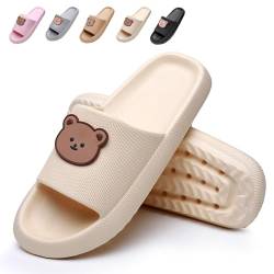 ALAIFU Badeschuhe Damen Herren Badepantoffeln Badelatschen Badeschlappen Wolken Hausschuh Schlappen Slippers Latschen Sommer Rutschfeste Garten Badelatschen Super Weich Rutschfest 40-41 Beige von ALAIFU