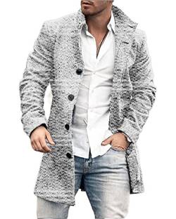 Mantel Herren Druck Einreihig Mittlere Länge Coat Herren Slim Fit Temperament Mode Tweed Mantel Herren Urban Gentleman Langarm Anzüge Herren DY-06 S von ALAIYO