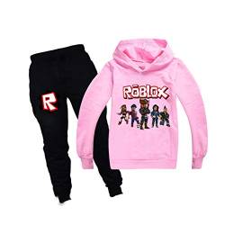 Jungen Hoodies Mädchen Kinder Outfits Cartoon Charaktere Pullover Baumwolle Sweatshirt Hose Kleidung Sets, rose, 7-8 Jahre von ALAMing