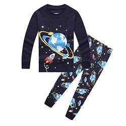 Pyjama / Schlafanzug für Kinder / Jungen, Dinosaurier-Motiv, 100 % Baumwolle, 2-teilig Gr. 7-8 Jahre, Weltall von ALAMing