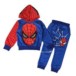 ALANTOP Jungen Casual Trainingsanzug Hoodies Kinder 2-teiliges Outfit Cosplay Superheld Spinne Kostüm Set Langarm Sport Anzug Sweatshirt von ALANTOP