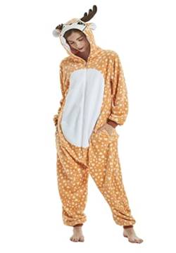 ALANTOP Unisex Erwachsene Onesie Pyjama Tier Einteiler Flanell Nachtwäsche Weihnachten Halloween Cosplay Kostüm Overall Verkleidung von ALANTOP