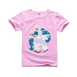 Kinder T-Shirt Flip Pailletten Baumwolle Kurzarm Print Tops Geeignet für Jungen und Mädchen im Alter von 3 bis 9 Jahren von ALANTOP