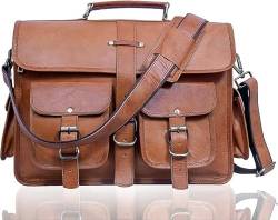 ALASKA EXPORTS Laptoptasche aus Leder | Leder Messenger für Damen und Herren | Aktentaschen für Männer | Eine perfekte Umhängetasche kann für Schule und Arbeit werden (30,5 x 43,2 cm), von ALASKA EXPORTS