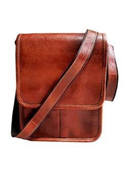 ALASKA EXPORTS } Leder 11" Crossbody Leder Satchel Vintage Leder Messenger Bag Umhängetasche, braun, 9 X 11 X 3 INCH von ALASKA EXPORTS