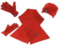 ALASKA fleece Damen 3-tlg. Winter-Spaß-Set mit Mütze, Schal, Handschuhe (Rot) von ALASKA fleece