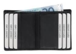 Kreditkartenetui aus Echtleder, Herren und Damen Karten Lederetui mit 1 Scheinfach und 6 Kartenfächer für EC/Kreditkarten, Brieftasche in schwarz, Geldbörse ca. 10 x 8,5 x 2 cm von ALASSIO