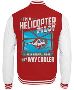 ALBASPIRIT Helikopter Spruch Rettungsflieger Luftrettung Fliegen Hubschrauber-Pilot Geschenk - College Sweatjacke -M-Rot-Weiss von ALBASPIRIT