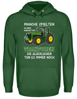 ALBASPIRIT Traktor Landwirt Kindheit Witziger Spruch Landwirtschaft Trecker Bauer Geschenk - Unisex Kapuzenpullover Hoodie -L-Dunkelgrün von ALBASPIRIT