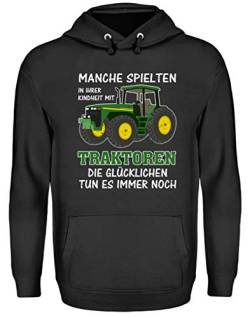 ALBASPIRIT Traktor Landwirt Kindheit Witziger Spruch Landwirtschaft Trecker Bauer Geschenk - Unisex Kapuzenpullover Hoodie -M-Jet Schwarz von ALBASPIRIT