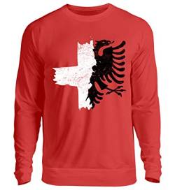 Halb Albanien Schweiz Fahne T-Shirt Albanischer Adler Kreuz Schweizer Flagge - Unisex Pullover von ALBASPIRIT