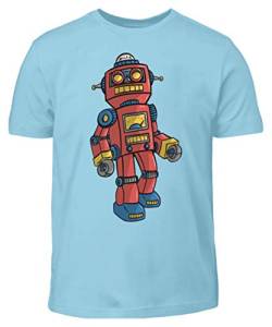 Roboter Vintage Robotik Robodance Sci-Fi Nerd Retro Blechroboter Geschenk - Kinder T-Shirt -5/6 (110/116)-Himmelblau von ALBASPIRIT