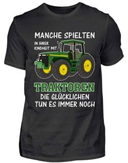Traktor Landwirt Kindheit Witziger Spruch Landwirtschaft Trecker Bauer Geschenk - Herren Shirt -L-Schwarz von ALBASPIRIT