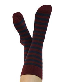 ALBERO NATUR 2 Paare Damen Herren Socken Ringelsocken Bio-Baumwolle Geringelt Gestreift (39-42, bordeaux-dunkelblau) von ALBERO NATUR