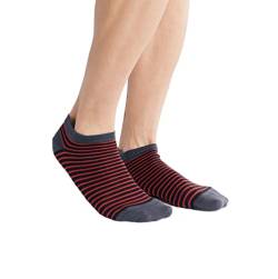 ALBERO NATUR Damen Herren 2 Paar Sneakersocken Bio-Baumwolle Socken Ringel Unisex (as3, numeric, numeric_39, numeric_42, regular, regular, Kirschrot-Schwarz) von ALBERO NATUR