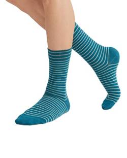 ALBERO NATUR Strümpfe Socken 2 Paar Damen Herren Bio-Baumwolle Geringelt Gestreift 2308 (as3, numeric, numeric_39, numeric_42, regular, regular, petrol-frostgrün) von ALBERO NATUR