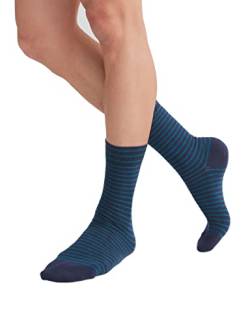 ALBERO NATUR Strümpfe Socken 6 Paar Damen Herren Bio-Baumwolle Geringelt Gestreift (35-38, indigo-petrol) von ALBERO NATUR