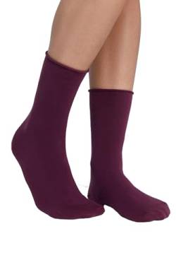 ALBERO NATUR Unisex Socken mit Rollrand Bio-Baumwolle Damen Herren (DE/NL/SE/PL, Numerisch, 35, 38, Regular, Regular, Bordeaux) von ALBERO NATUR