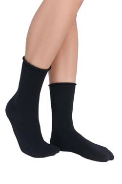 ALBERO NATUR Unisex Socken mit Rollrand Bio-Baumwolle Damen Herren (DE/NL/SE/PL, Numerisch, 43, 46, Regular, Regular, Schwarz) von ALBERO NATUR