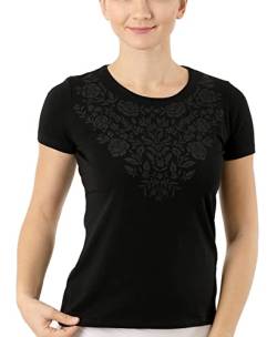 ALBERT KREUZ Damen T-Shirt Baumwolle-LENZING™ Modal Sorgenfreie Wechseljahre Rundhals Kurzarm schwarz M von ALBERT KREUZ