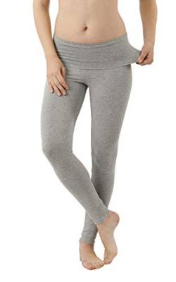 ALBERT KREUZ Damen Yoga Leggings Bio-Stretchbaumwolle Highwaist Umklappbund grau, 42/44 XL von ALBERT KREUZ